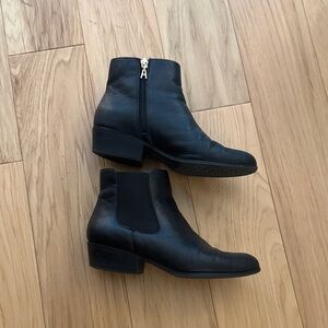 Black Leather Ankle Boots